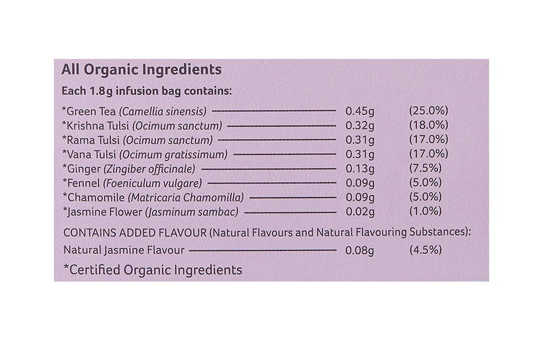 Organic India Tulsi Green Tea, Jasmine   Box  25 pcs